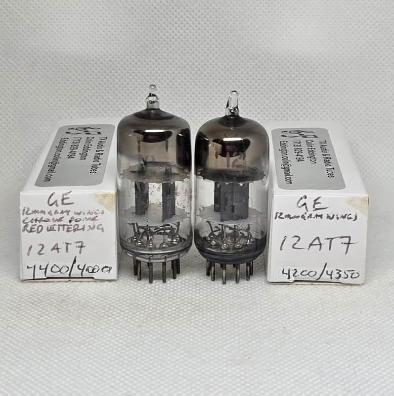 GE 12AT7 Gray Plate Well Matched (9.0%) Pair NOS ECC81 image 1