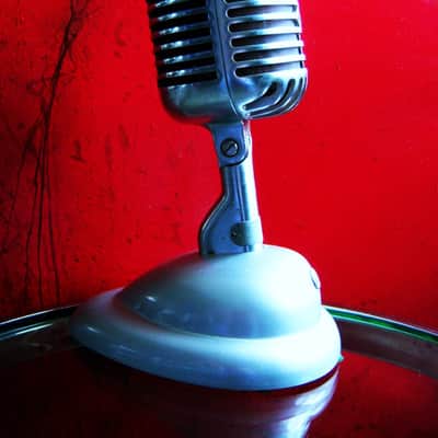 Vinatge 1940's Shure 55 dynamic microphone satin chrome w S-36 desk stand Elvis image 1