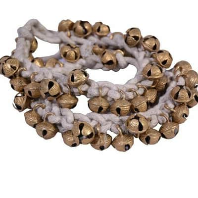 Handmade Ghungro India Cotton String White Bell Pair Kathak Ghungru 100+100 Dancing Bells image 1