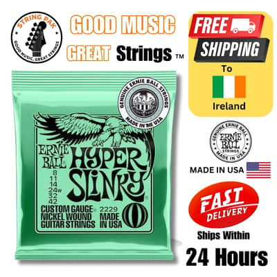 Ernie Ball Hyper Slinky Electric Guitar Strings 8-42 + 2 FREE Rubber Strap Locks 2025 image 1