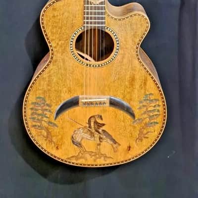 Blueberry Handmade Grand Concert Acoustic Guitar Native American Motif image 3