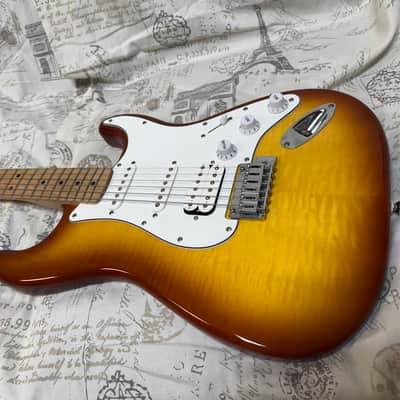 2024 Squier HSS Stratocaster Sienna Sunburst Flame Maple Top RARE!! image 8