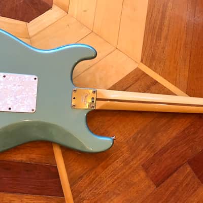 2001 Fender USA Lone Star American HSS Stratocaster Electric Guitar Ocean Turquoise Fender Padded case image 14