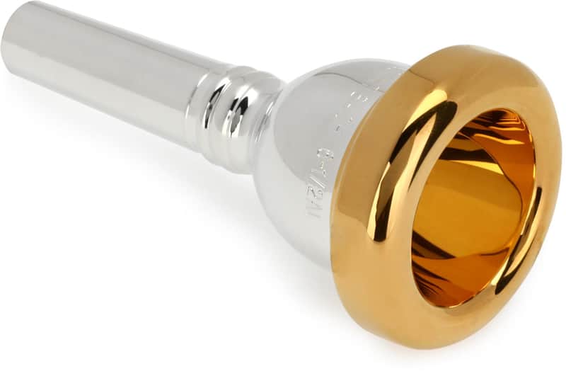 Bach 350 Classic Series Silver-plated Small Shank Trombone Mouthpiece with Gold-plated Rim - 6-1/2AL image 1