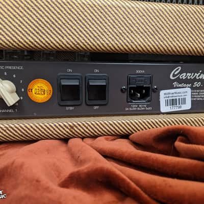 Carvin VT50 50W Guitar Tube Amplifier Head Lacquered Tweed w/ Footswitch & Cover image 8