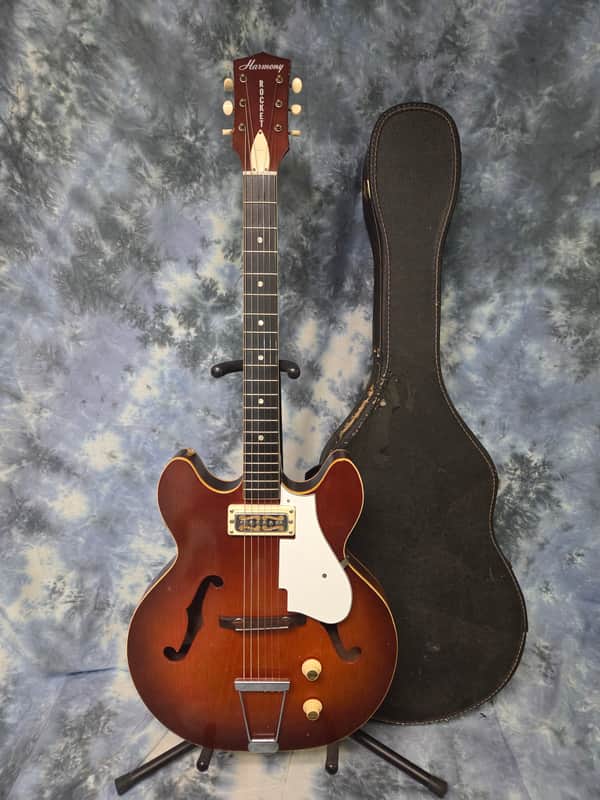 Vintage RARE 1968 Harmony H53 Rocket DeArmond Pickup Upgraded Electronics New Strings Pro Setup Original Soft Shell Case image 1