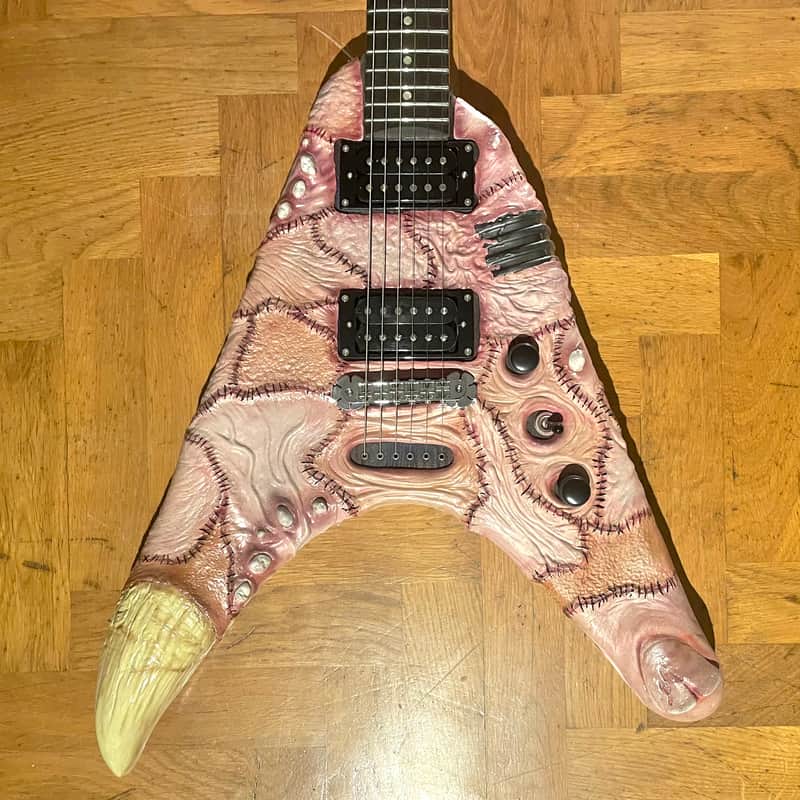 Destroyed Human Skin Custom Flying V Zemaitis image 1