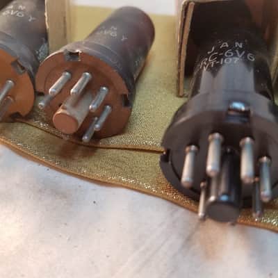 RCA Tight Matched Pair (2) JAN-CRC-6V6 tNOS AT1000 TESTED Vacuum Tubes military metal Premium Beam Power 6V6 VT-107 6V6Y 1942-1952 image 2