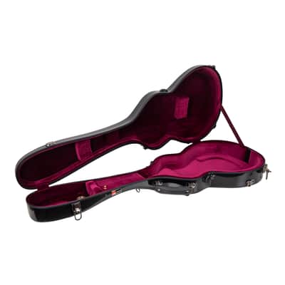 Crossrock Hard Shell Fiberglass Case for Les Paul Guitar with Backpack Straps in Black image 2