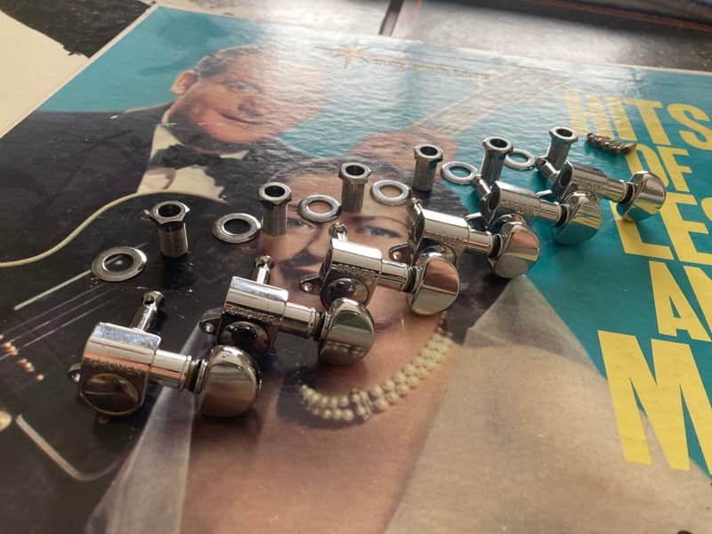 1980s Grover 205C6 Mini Rotomatic Chrome 6-Inline Tuners (w/Bushings, Washers & Screws) image 1