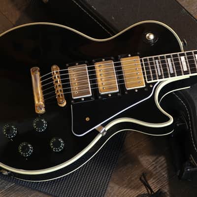 1976 Gibson Les Paul Custom 3-Pickup Black Beauty Electric Guitar Black Ebony + HSC image 2