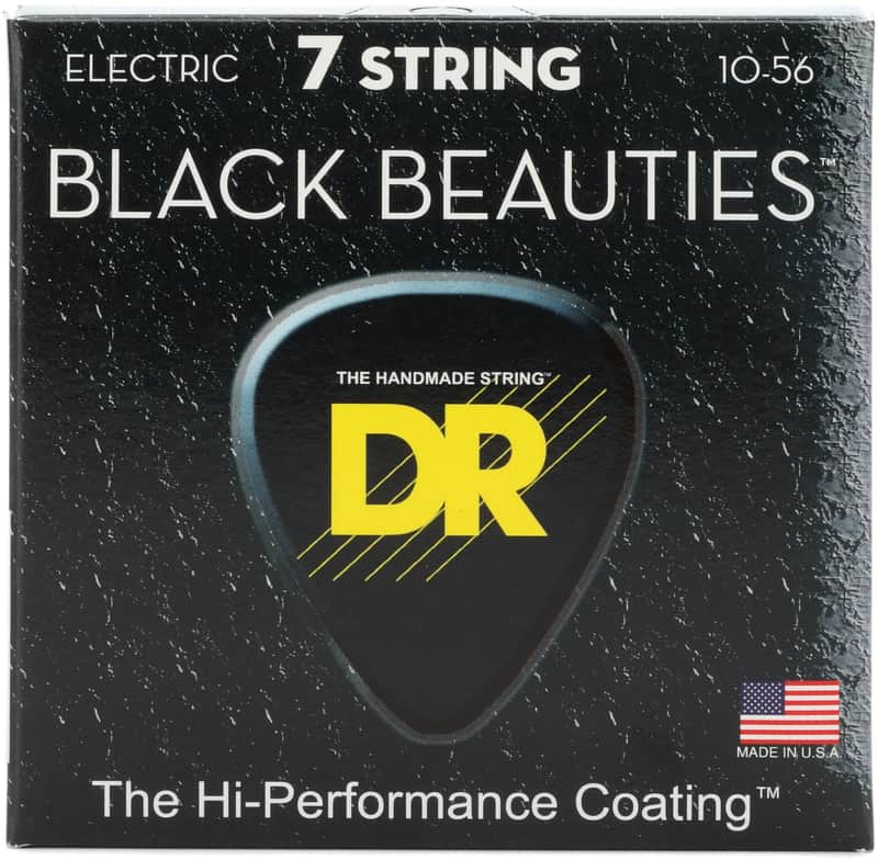 DR Strings BLACK BEAUTIES™ - BLACK Colored Electric Guitar Strings: 7-String Medium 10-56 image 1