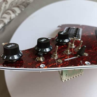 Strat Style Guitar HSS Prewired Loaded Pickguard, Large Pole, Dual Rail Pickups image 2