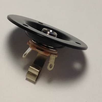 Black Speaker Amp Jack Plate, 2" Round Metal with 1/4" Switchcraft #11 Jack image 5