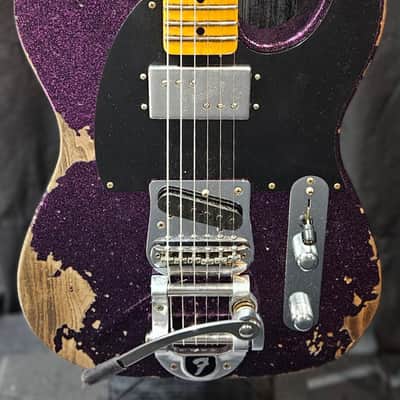 Fender Custom Shop Cunife Blackguard Telecaster w/Bigsby Heavy Relic Magenta Sparkle 2025 image 2