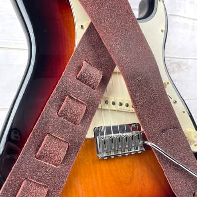 Walker & Williams STR-10 Amaranth Red Distressed "Weathered" Top Grain Italian Leather Guitar Strap image 6