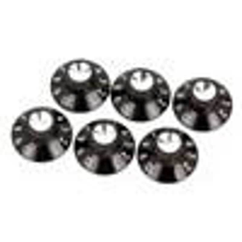 Fender Pure Vintage Black-Silver Skirted Amplifier Knobs (6 Pack) image 1