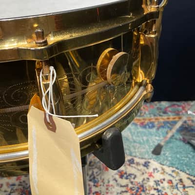 Gretsch Holy Grail 1960s Gold Engraved, Round Badge 14x5" Snare Drum. Excellent!! image 5