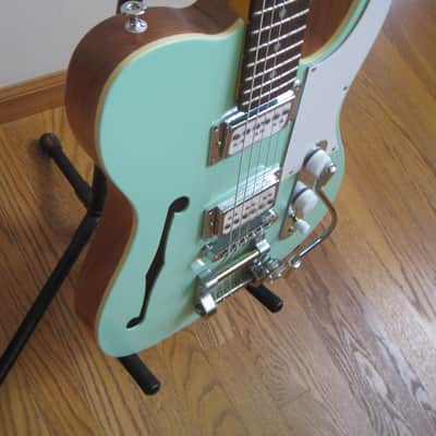 Custom Tele-Style Thinline HH Bigsby Warmoth Neck Surf 90s Surf Green image 6