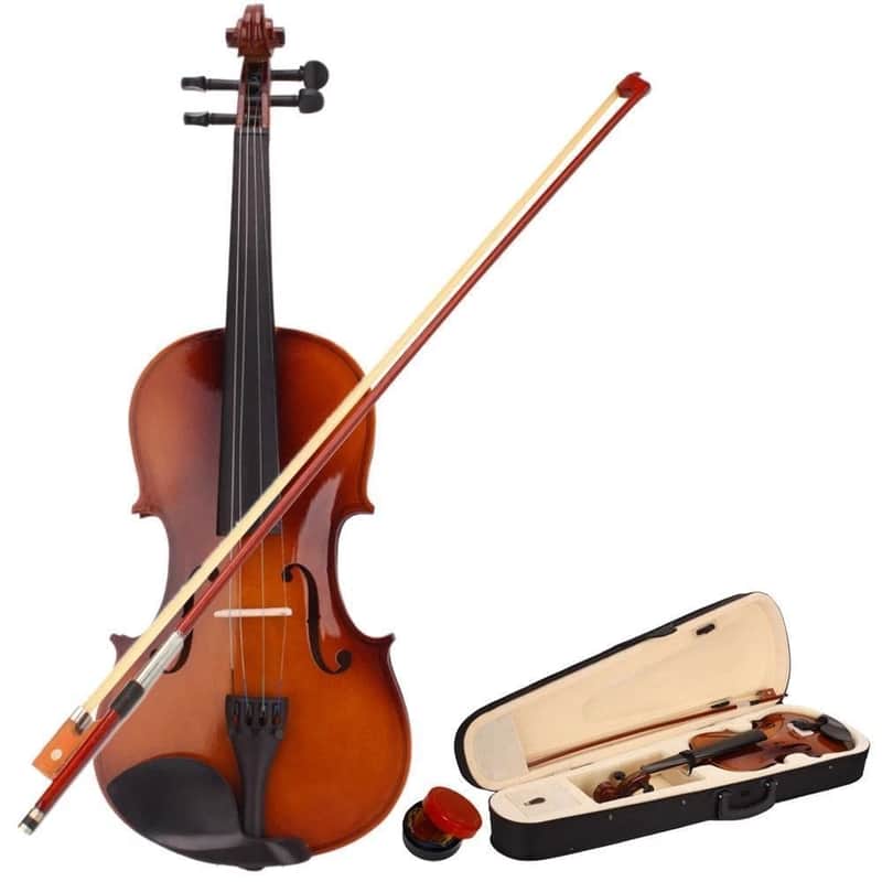 4 Strings 4/4 Nature Basswood Violin Student Set for Starters Case Bow Rosin image 1