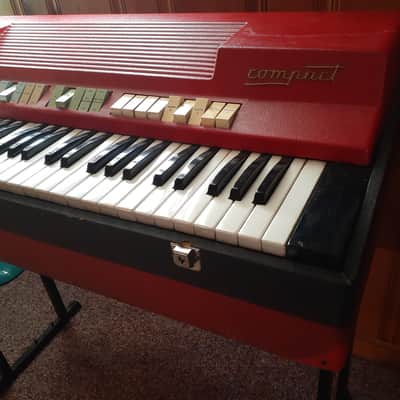 Farfisa Combo Compact 61-Key Organ 1964 - 1968 - Red with Black-White / White-Black Keys image 8
