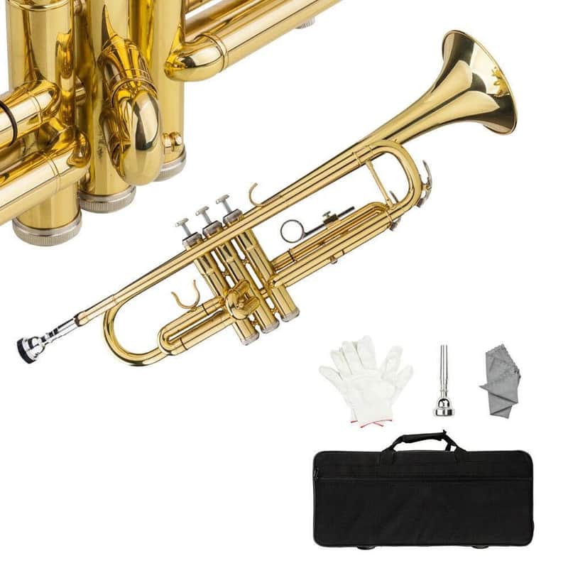 New Bb Trumpet Standard Trumpet Set for Student Beginner with Hard Case Golden image 1