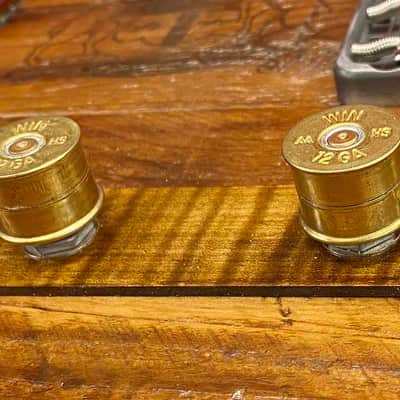Walla Walla Guitar Company BRASS Guitar Knobs WINCHESTER 12 Gauge Shotgun Shell (2) [SOLID SHAFT] image 1