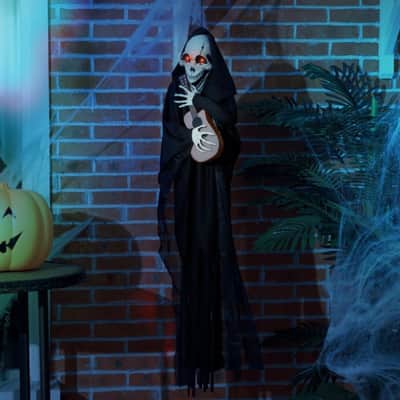 4.3' Halloween Decoration Animatronic Guitar-Playing Grim Reaper, Sound and Motion Activated Animated Prop image 5