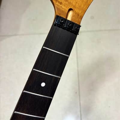Lock nut Roasted Flame maple 22fret guitar neck Sickle Banana head rosewood Part image 2