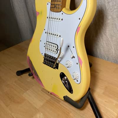 Custom Strat Relic Aged Pink Paisley Vintage White w/ Fender Bridge and Pickups image 7
