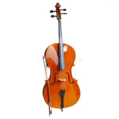 New 4/4 Full Size Professional Sound Natural Color Cello +Bag+Bow+Rosin+Bridge image 2