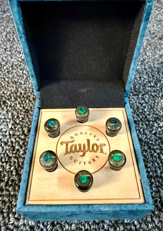 Taylor Bridge Pin 6 Piece Set 5” Taper Brown Bone with Green Opal 7260-1 image 1