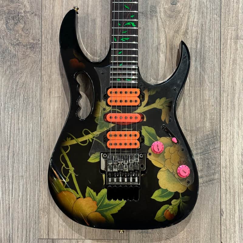 Ibanez JEM77-FP Steve Vai Signature Black Floral Pattern | Reverb UK