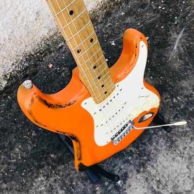 Fender Stratocaster Orange Relic Electric Guitar (Assembled) 1990s image 3