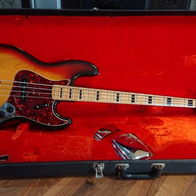 Fender Jazz Bass Sunburst Black Block Maple Fretboard 1972 image 1
