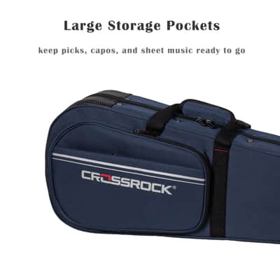 Crossrock Mandolin Foam Case for A & F Style | Lightweight Blue Gig Bag with Plush Interior & Storage (CRP300MAFBL) image 7
