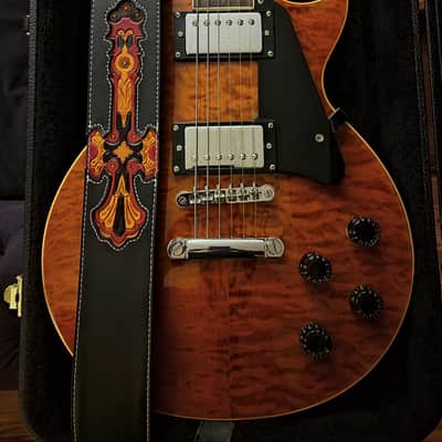 Oscar Schmidt OE20QTE By: Washburn Les Paul Style Electric Guitar With Strap & Hardshell Case image 8