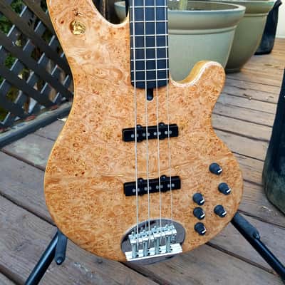 LAKLAND BASS - custom USA made 4 string, 35" scale, amazing A+++ burl maple top image 4