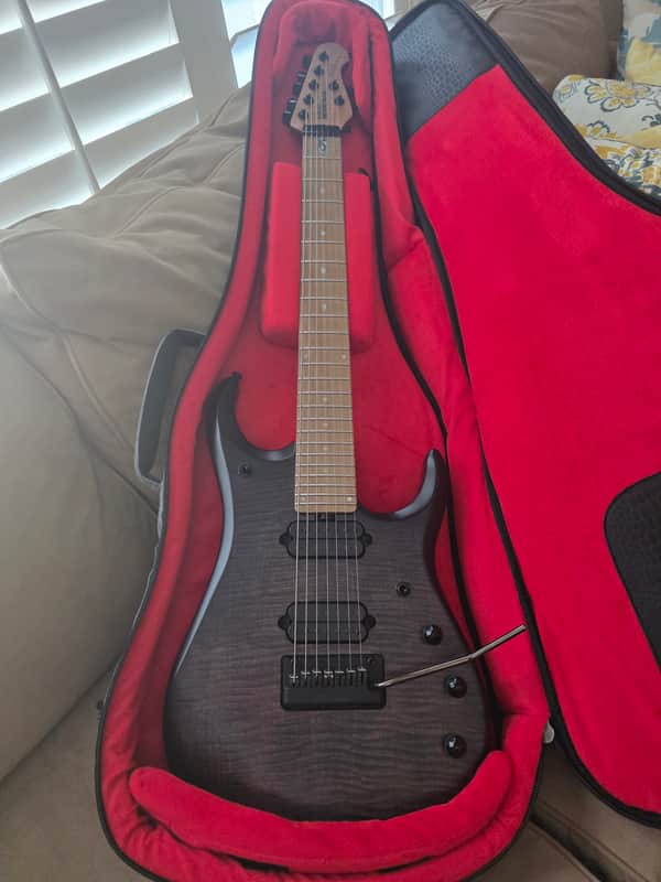 Ernie Ball Music Man John Petrucci Signature JP15-7 2020 - Present - Trans Black Burst Flame image 1