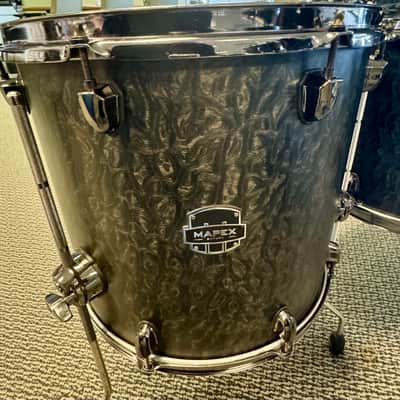 Mapex Saturn V Exotic 4pc Drum Set 12/14/16/22 - Flat Black Maple Burl image 9
