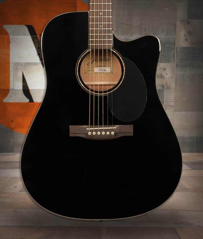 Jasmine JD39CE-BLK Dreadnought Acoustic Electric Guitar - Black Finish (JD39CE-BLK-U) image 1