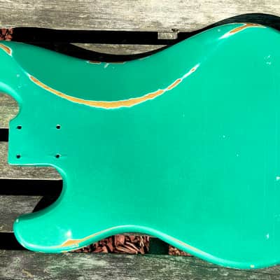 JVG - P Bass Body JB ROUTED ALDER WOOD GREEN Pearl Mist Patina Lacquer Thin Skin finish with AGED PICKGUARD included JVGuitars Reborn Old image 10