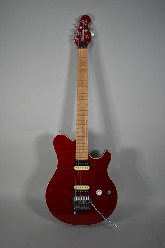 1998 Ernie Ball Music Man Axis Trans Red Flame Top Electric Guitar w/HSC image 1