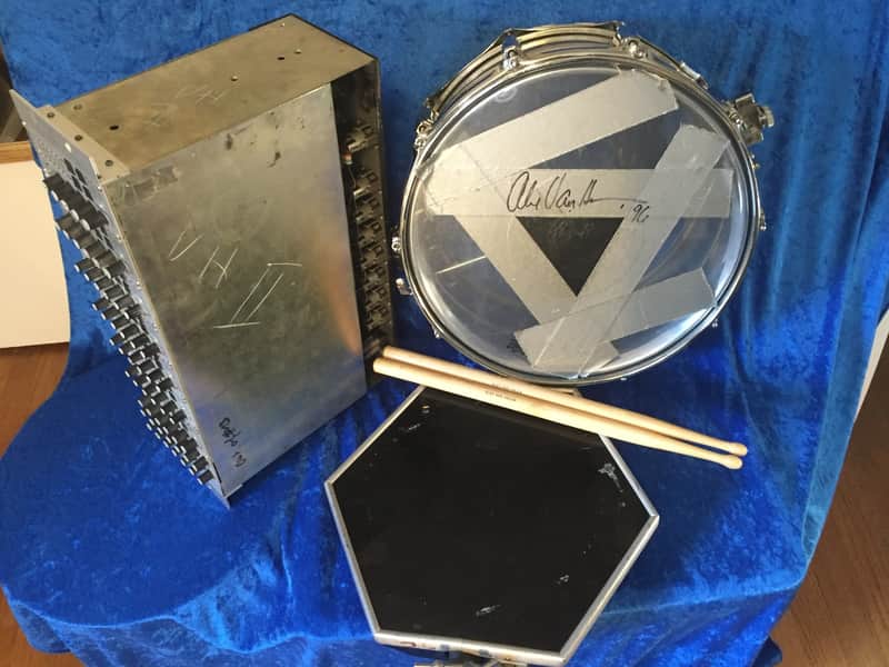 Alex Van Halen's Signed 1977 Super-Sensitve Snare Drum, Sticks, Simmons Pad and Brain. image 1