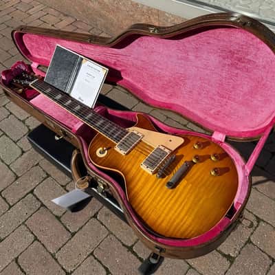 Immagine Gibson Murphy Lab Custom R9 1959 Les Paul Standard Reissue Heavy Aged Golden Poppy Burst LPR59HAGPBNH1 - 1
