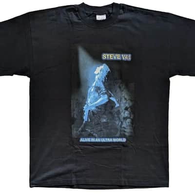 Vintage STEVE VAI 2001 European Tour T-Shirt Men's (XL) Black, 2000s Collectable, New Old Stock! image 1