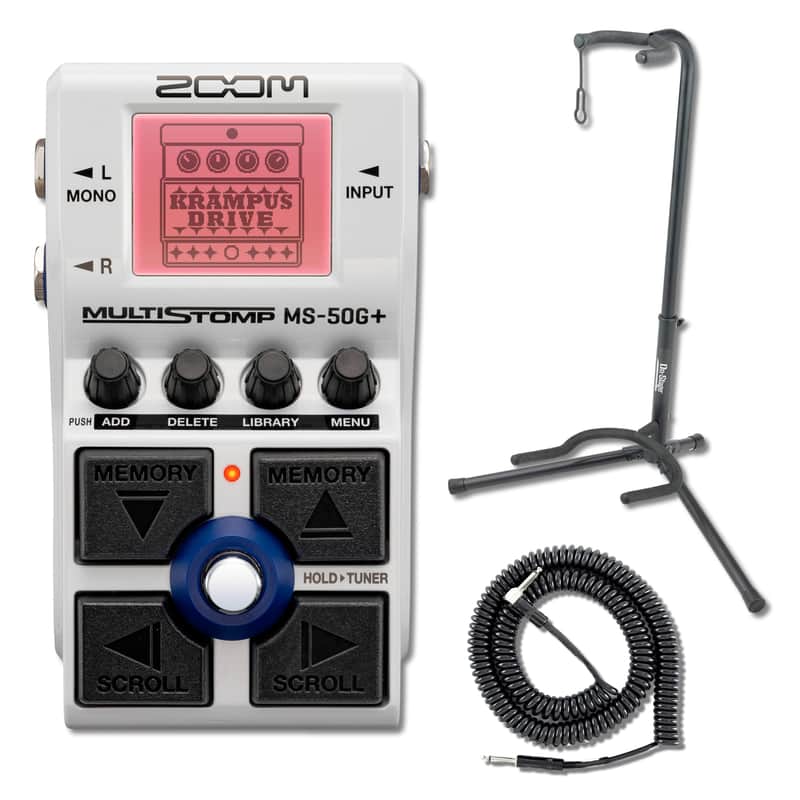 Zoom MS-50G+ MultiStomp Multi-effects Pedal with XCG-4 Classic Guitar Stand and Coiled Guitar Cable image 1