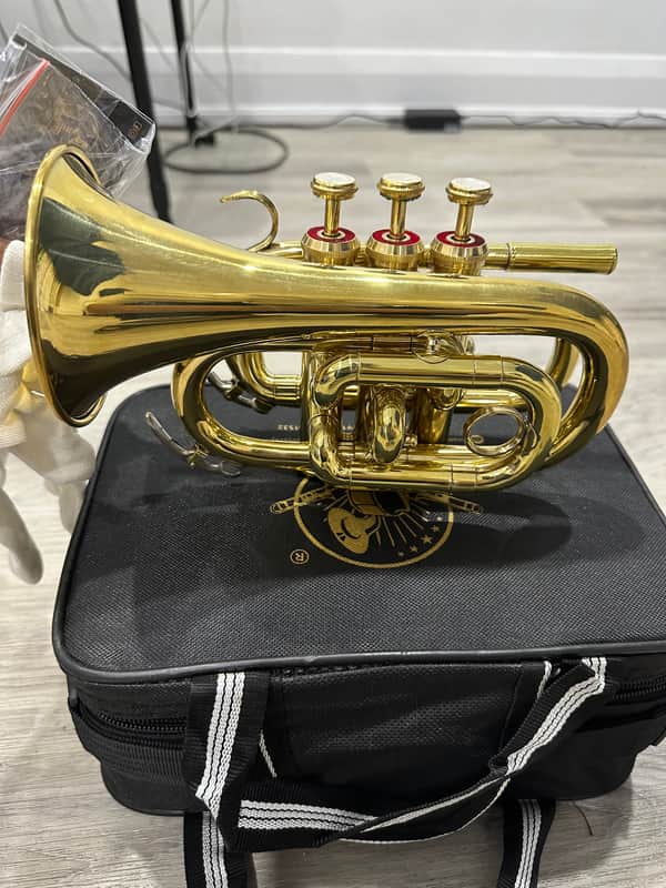 Brand new Pocket Trumpet with Hardcase and Mouthpiece - Brass Gold image 1