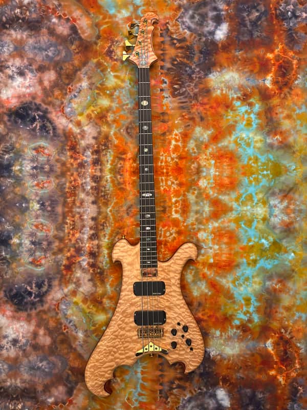 Alembic Dragon Wing Deluxe 5A Quilted Maple LED's 4 String Bass guitar 34" Scale image 1