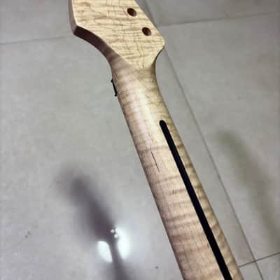 Stainless steel 22 frets 25.5inch Flame maple Electric guitar Neck Locking nut  parts hole:10mm image 7